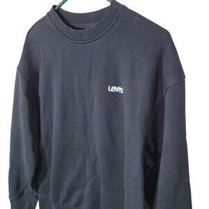Levis Black Crewneck Pullover‎ Sweatshirt Mens Small Basic Embroidered Relaxed